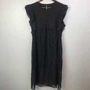 Zara Basic Collection black lace overlay dress L